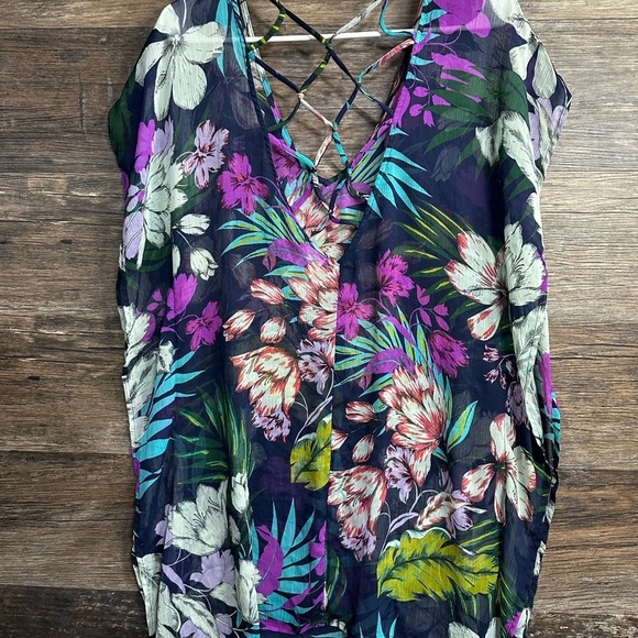 Kona Sol Floral Tropical 🌴 Swim Coverup - Picture 3 of 6